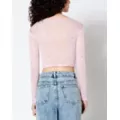Long Sleeve Sparkle Mesh Cutout Crop Top at Spencer's