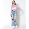 Lavender Celestial Sparkle Mesh Crop Top at Spencer's