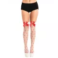 Red and White Heart Bow Thigh High Stockings at Spencer's