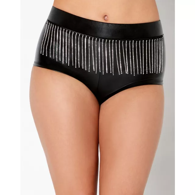 Leather Fringe Booty Shorts at Spencer's