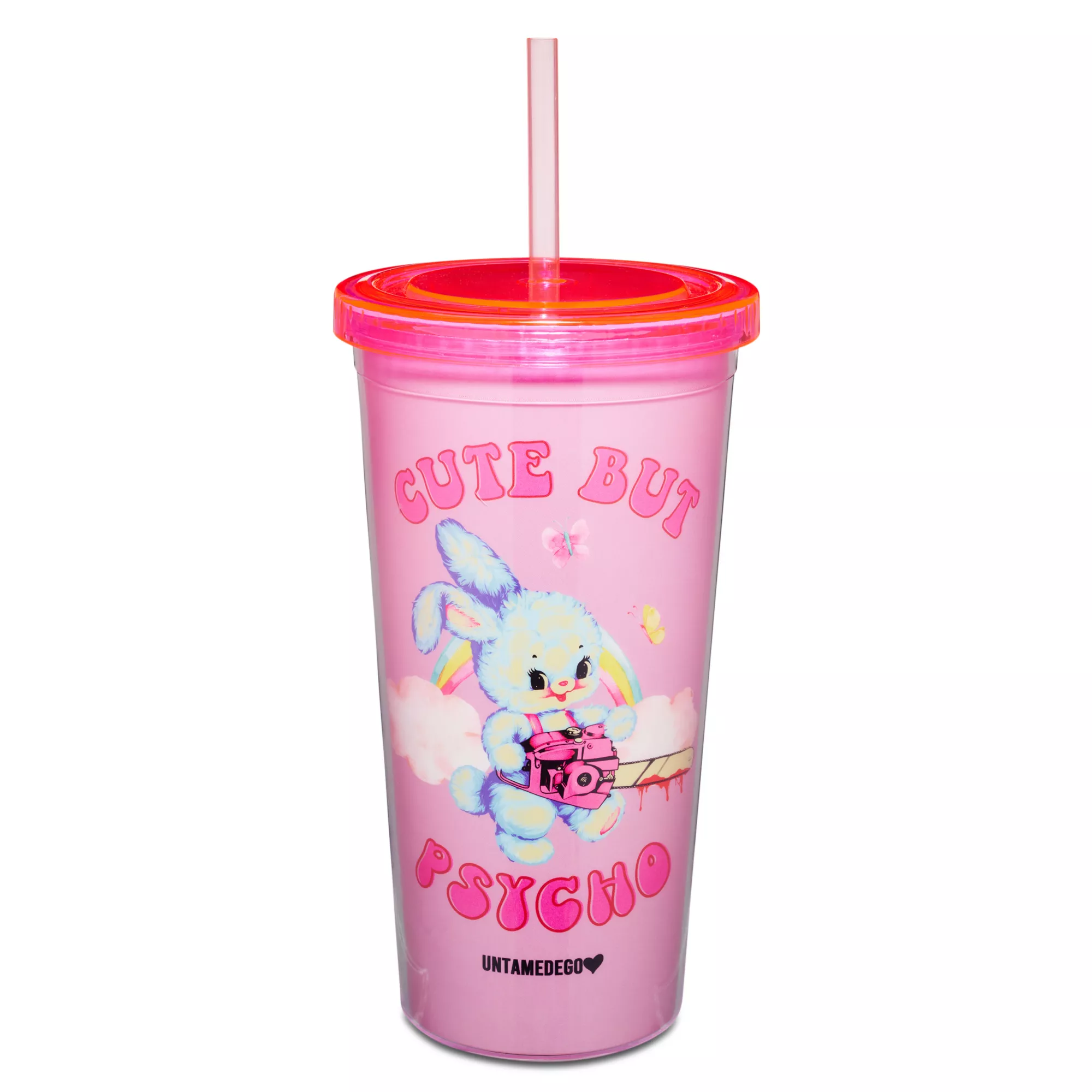 Cute But Psycho Cup with Straw 16 oz. - Untamedego at Spencer's