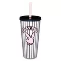 Playboy Bunny Pinstripe Cup with Straw - 20 oz. at Spencer's