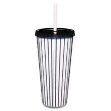 Playboy Bunny Pinstripe Cup with Straw - 20 oz. at Spencer's