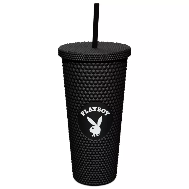 Playboy Black Textured Cup with Straw - 20 oz. at Spencer's