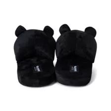 Black Gloomy Bear Plush Slippers at Spencer's