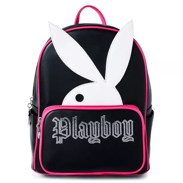Pink and Black Playboy Rhinestone Mini Backpack - Spencer display picture 3