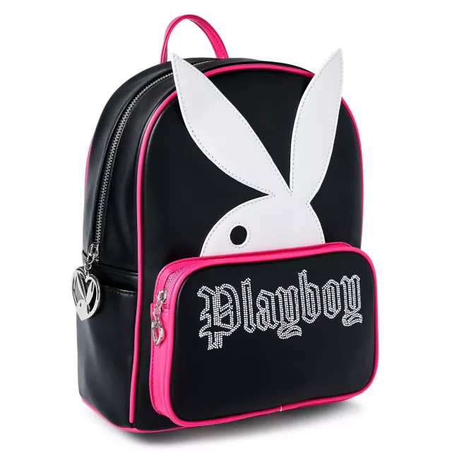 Pink and Black Playboy Rhinestone Mini Backpack - Spencer display picture 3