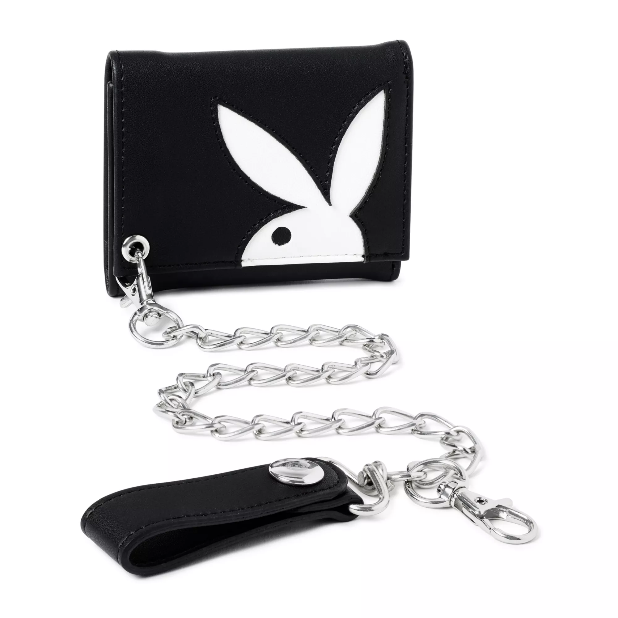 Black Playboy Bunny Trifold Chain Wallet