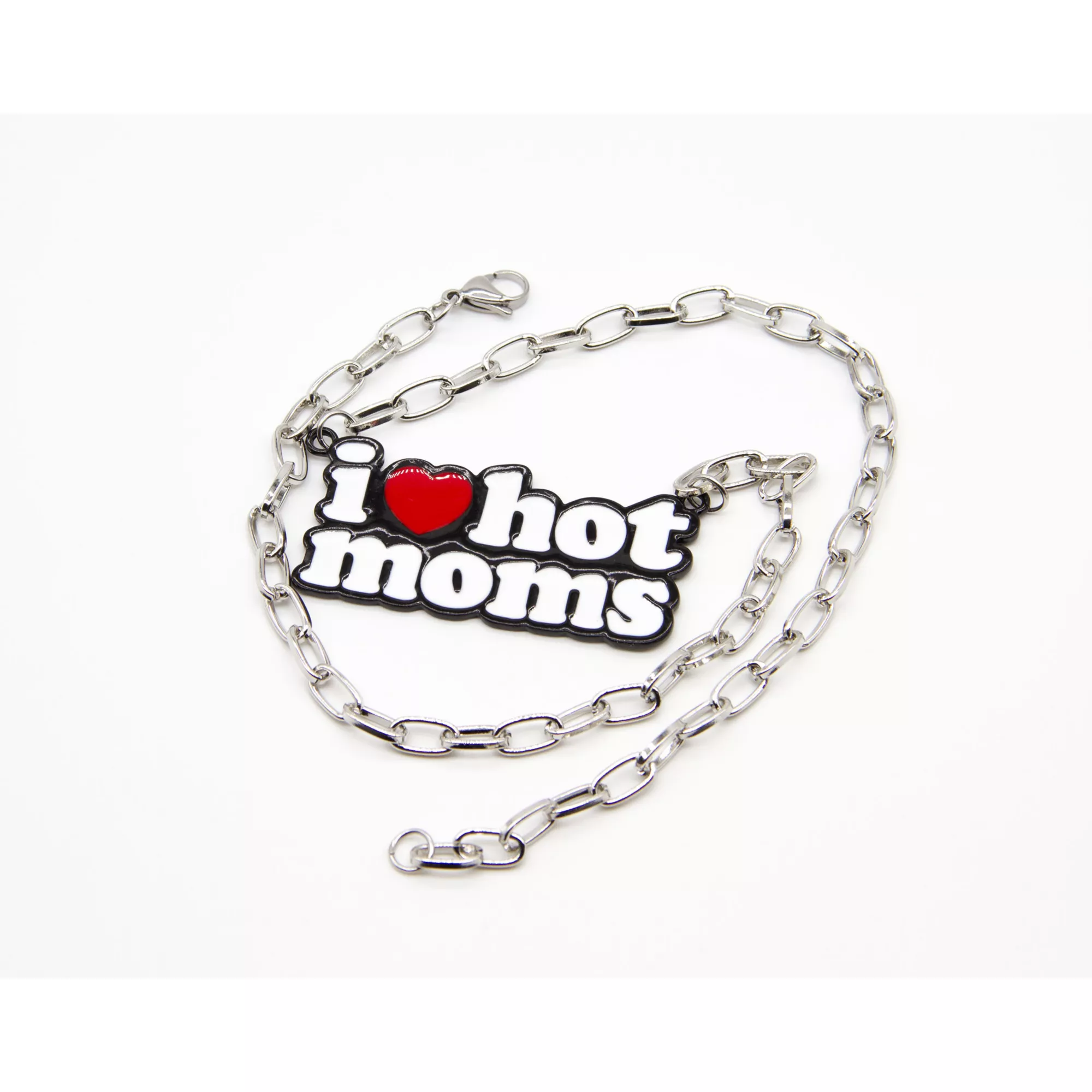 Silvertone I Heart Hot Moms Chain Necklace - Danny Duncan at Spencer's