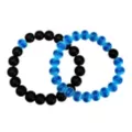 Black and Blue Stripe Beaded Long Distance Bracelets at Spencer's