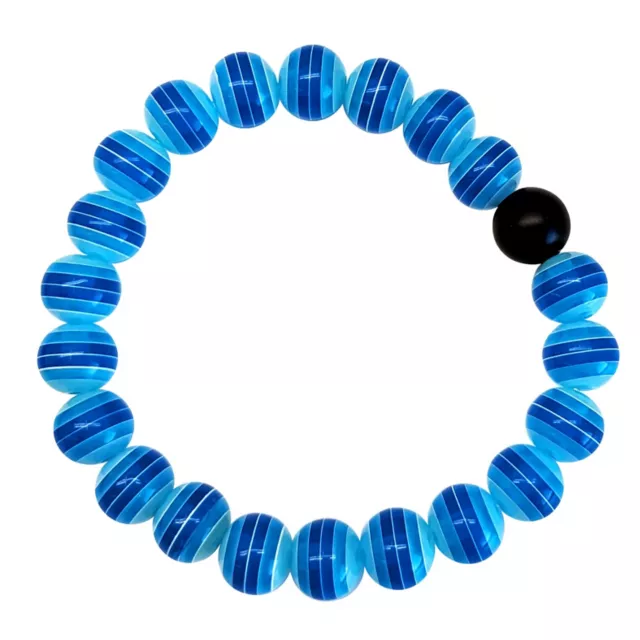 Black and Blue Stripe Beaded Long Distance Bracelets at Spencer's
