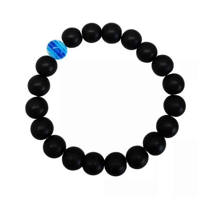Black and Blue Stripe Beaded Long Distance Bracelets at Spencer's