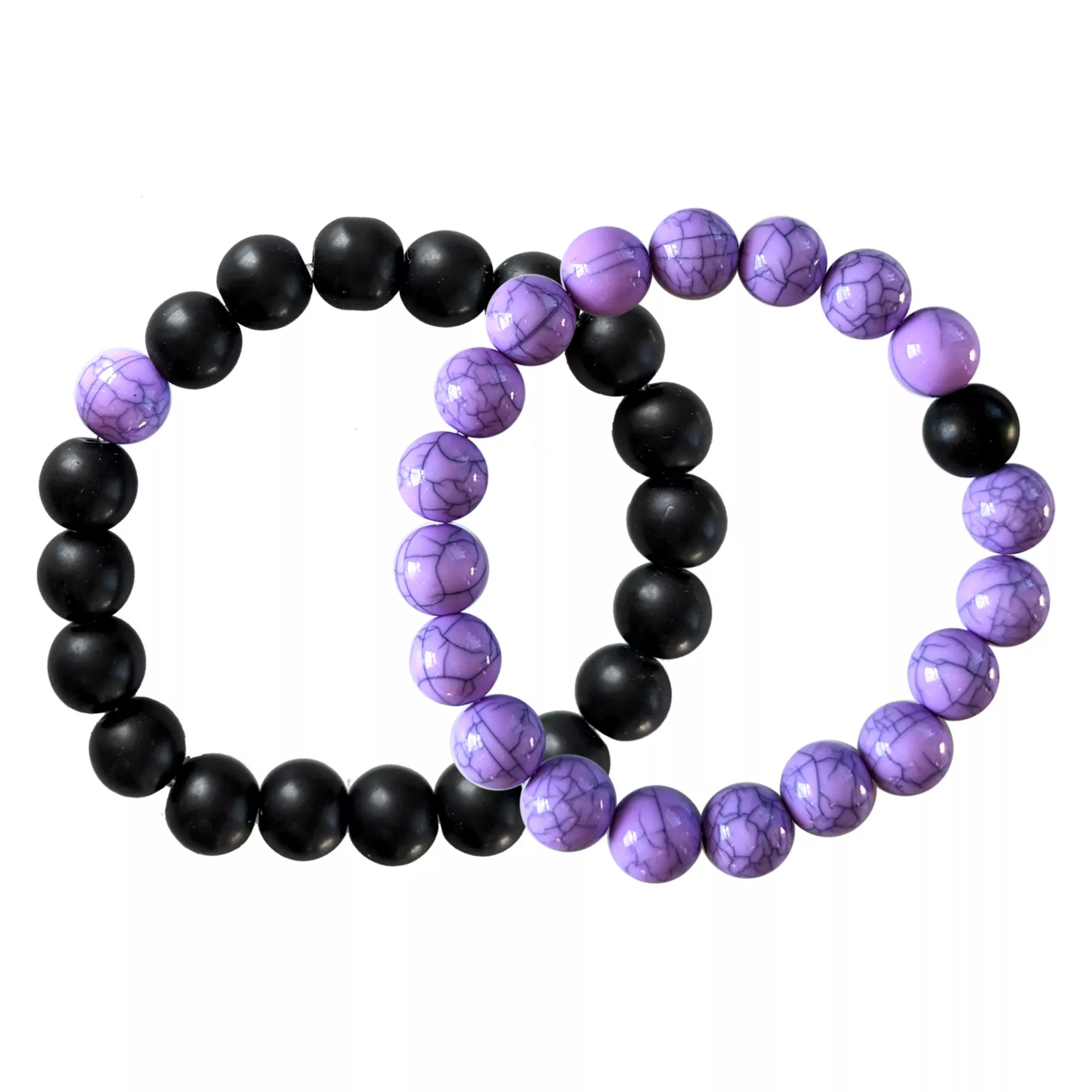 Black and Purple Marble Long Distance Bracelets - 2 Pack at Spencer's