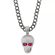CZ Pave Skull Chain Necklace at Spencer's