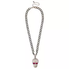 CZ Pave Skull Chain Necklace at Spencer's