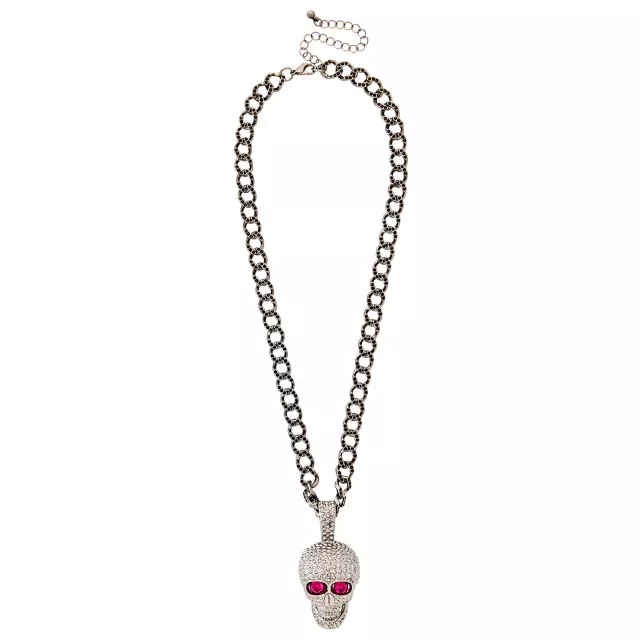 CZ Pave Skull Chain Necklace at Spencer's