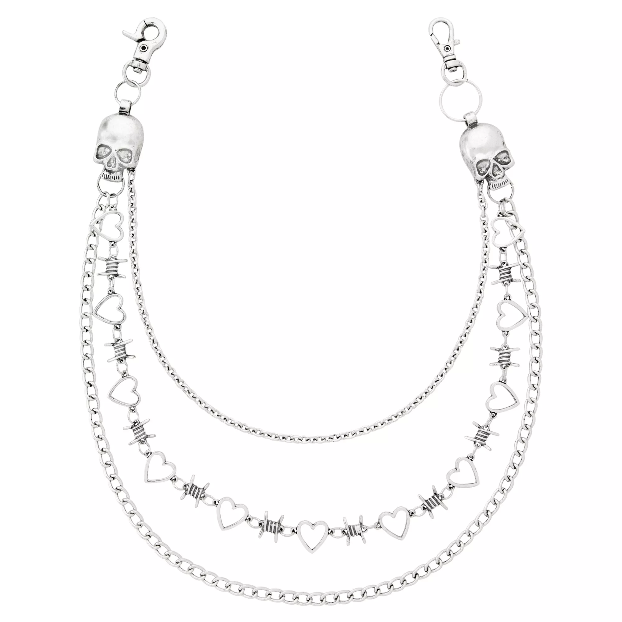 Triple Chain Skull Barbed Wire Wallet Chain