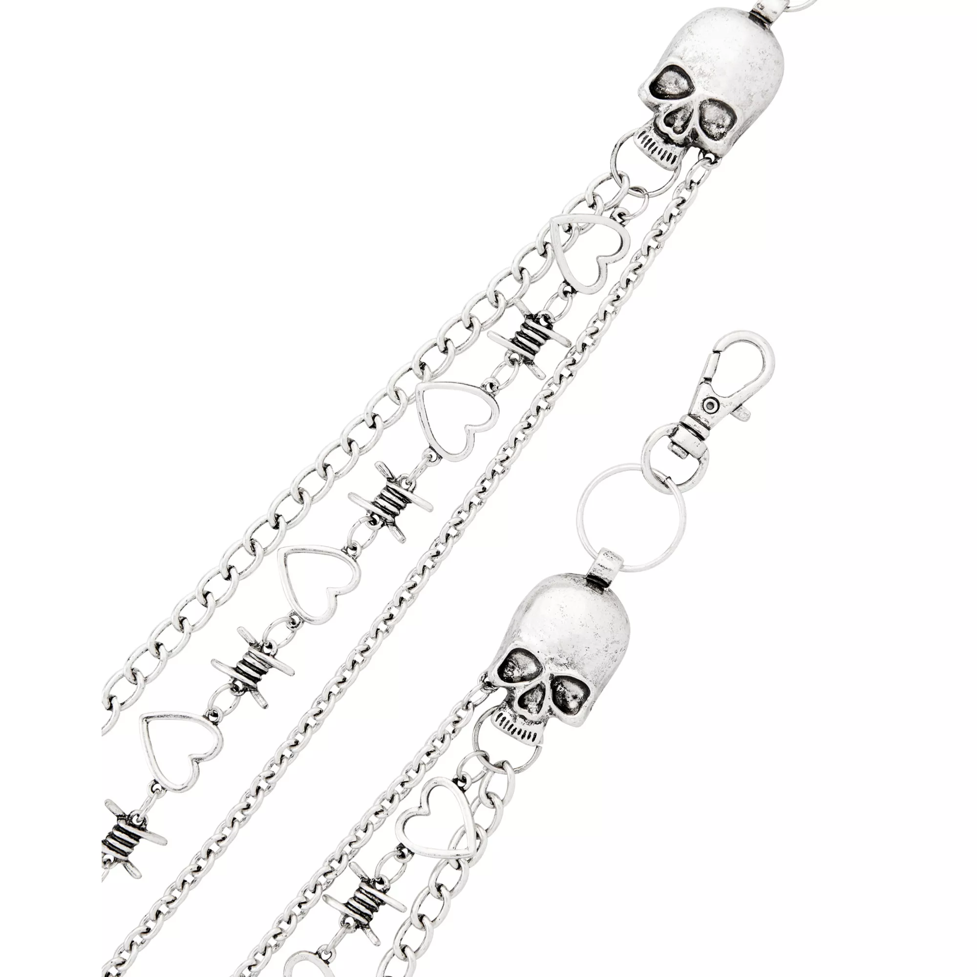 Triple Chain Skull Barbed Wire Wallet Chain