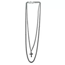 Burned Silver Cross Chain Necklaces at Spencer's