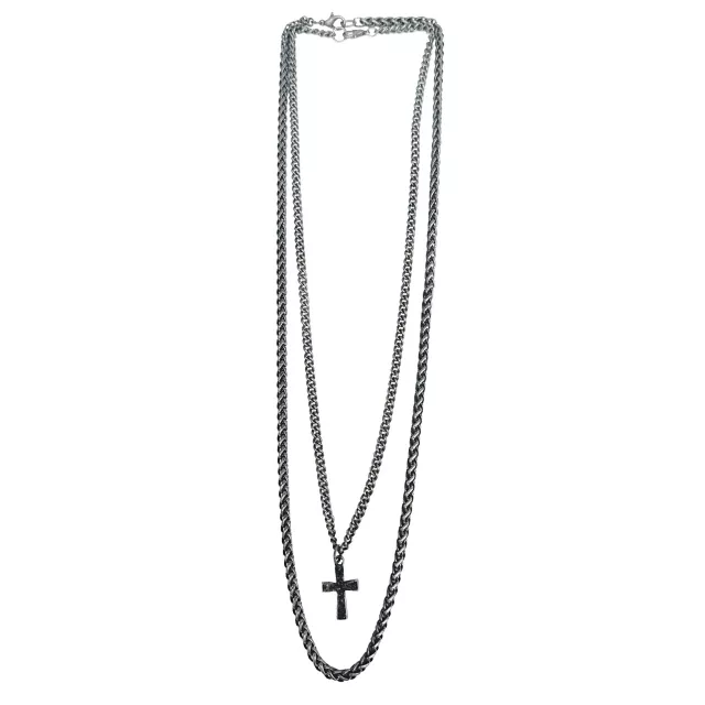 Burned Silver Cross Chain Necklaces at Spencer's