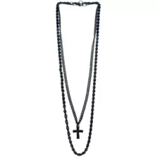 Black Cross Layered Chain Necklaces at Spencer's