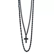 Black Cross Layered Chain Necklaces at Spencer's