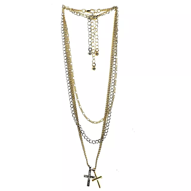 Multi-Pack Goldtone and Silvertone Cross Pendant Chain Necklace - 3 Pack at Spencer's