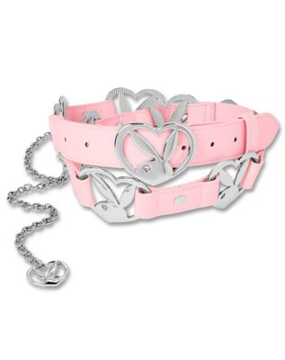 Pink Playboy Heart Chain Belt - Spencer's