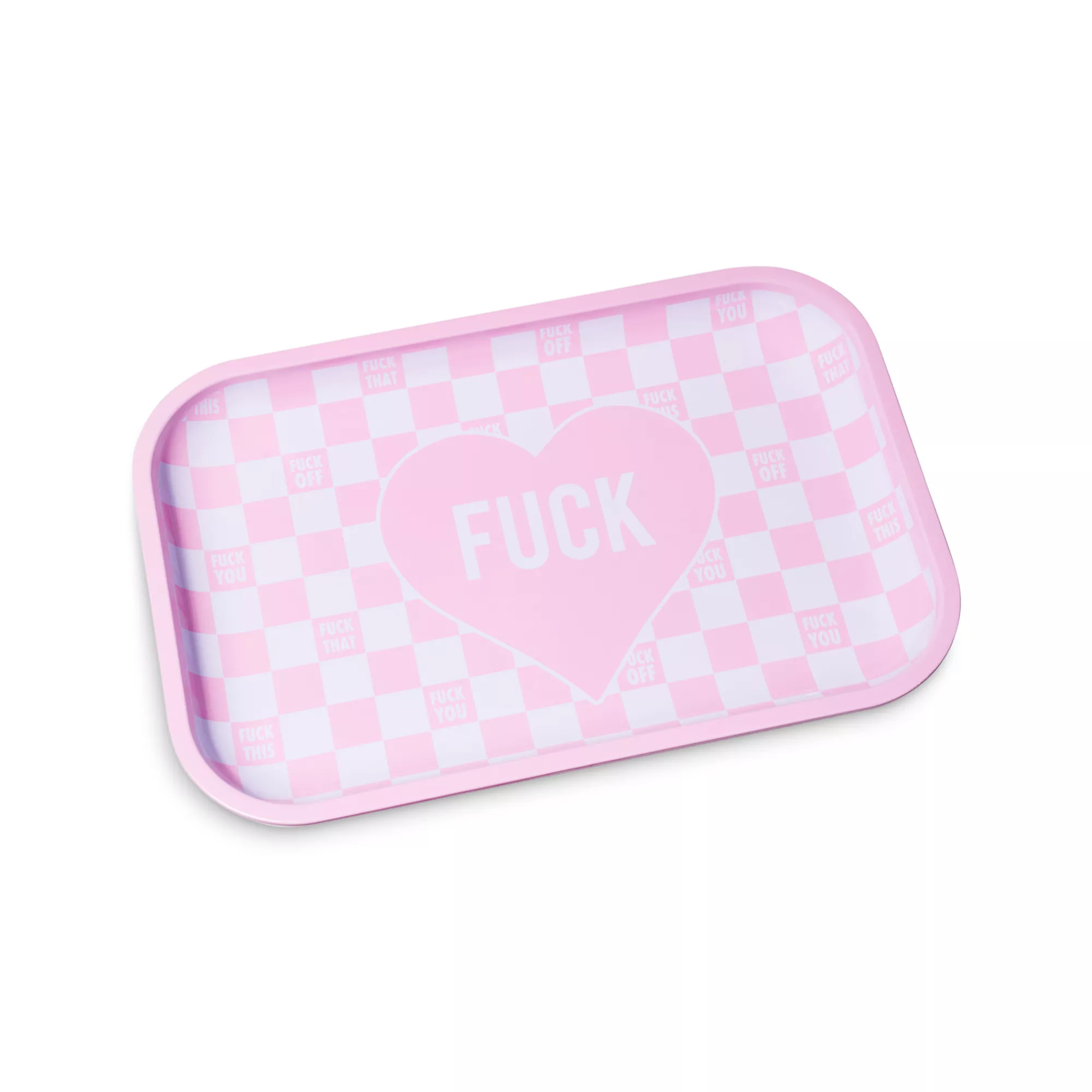 Fuck You Pink and White Checkered Tray at Spencer's