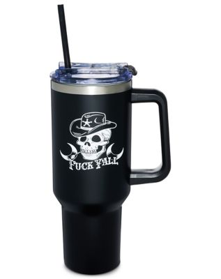 Skeleton Cowboy Travel Mug with Straw - 40 oz.