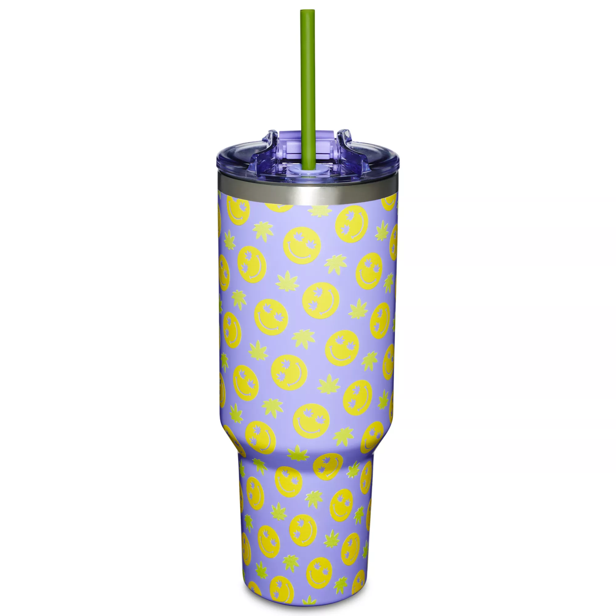 Weed Smile Travel Tumbler with Straw - 40 oz.