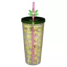 Wake Bake Slay Weed Leaf Cup with Straw - 22 oz. at Spencer's