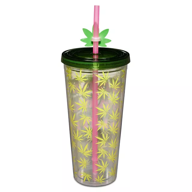 Wake Bake Slay Weed Leaf Cup with Straw - 22 oz. at Spencer's