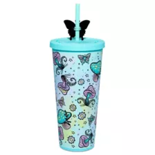 Pastel Mushroom Butterfly Cup with Straw - 22 oz. at Spencer's