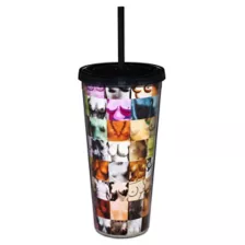 Boobs Collage Cup with Straw - 22 oz. at Spencer's
