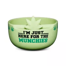 Here for the Munchies Weed Leaf Snack Bowl with Smartphone Holder - 32 oz. at Spencer's