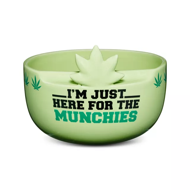Here for the Munchies Weed Leaf Snack Bowl with Smartphone Holder - 32 oz. at Spencer's