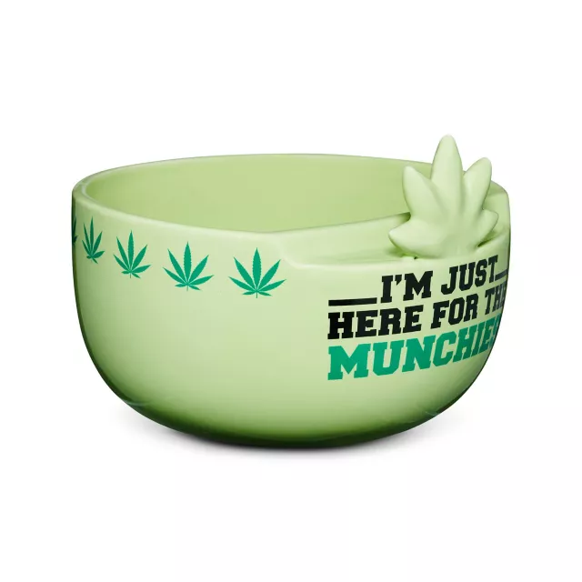 Here for the Munchies Weed Leaf Snack Bowl with Smartphone Holder - 32 oz. at Spencer's