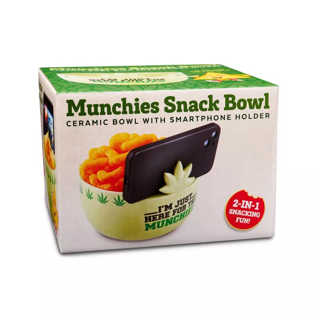 Here for the Munchies Weed Leaf Snack Bowl with Smartphone Holder - 32 oz. at Spencer's