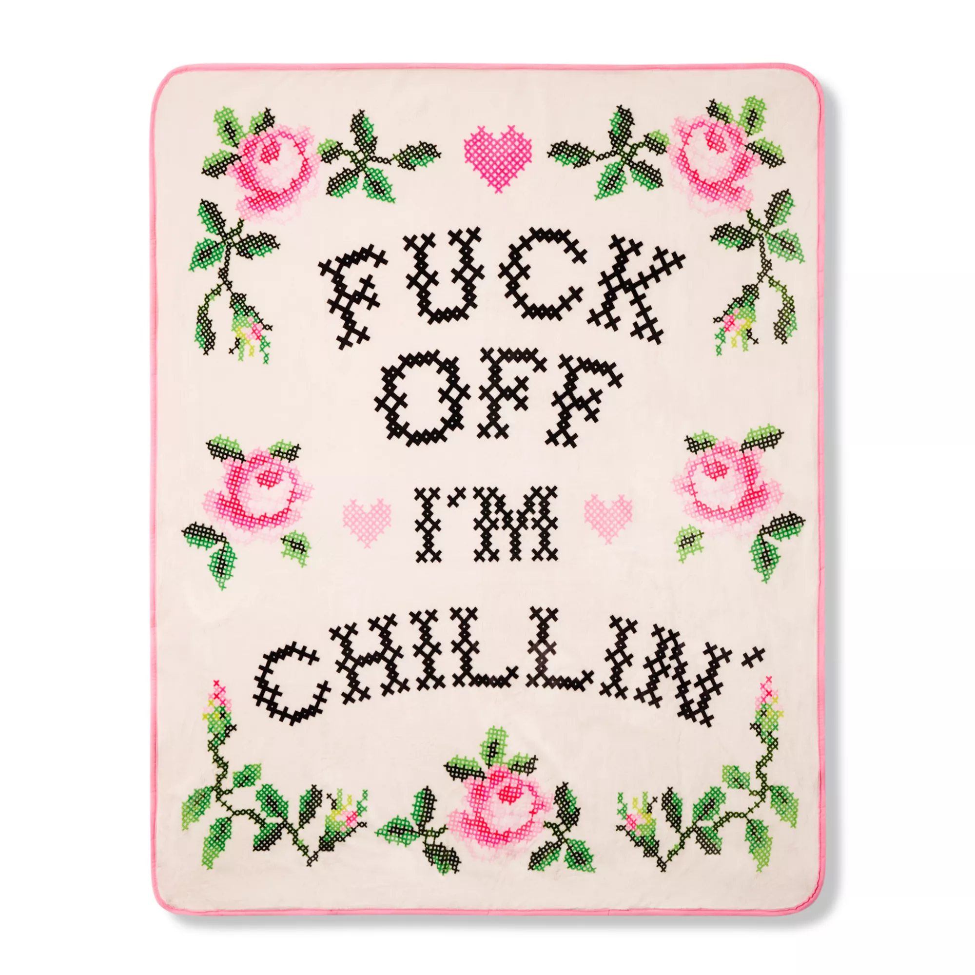 Fuck Off I'm Chillin' Reversible Fleece Blanket at Spencer's