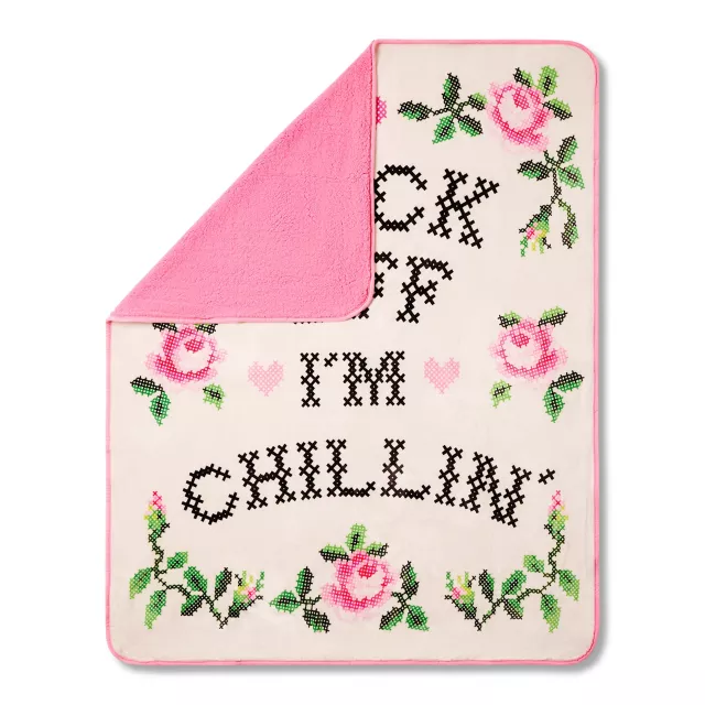 Fuck Off I'm Chillin' Reversible Fleece Blanket at Spencer's