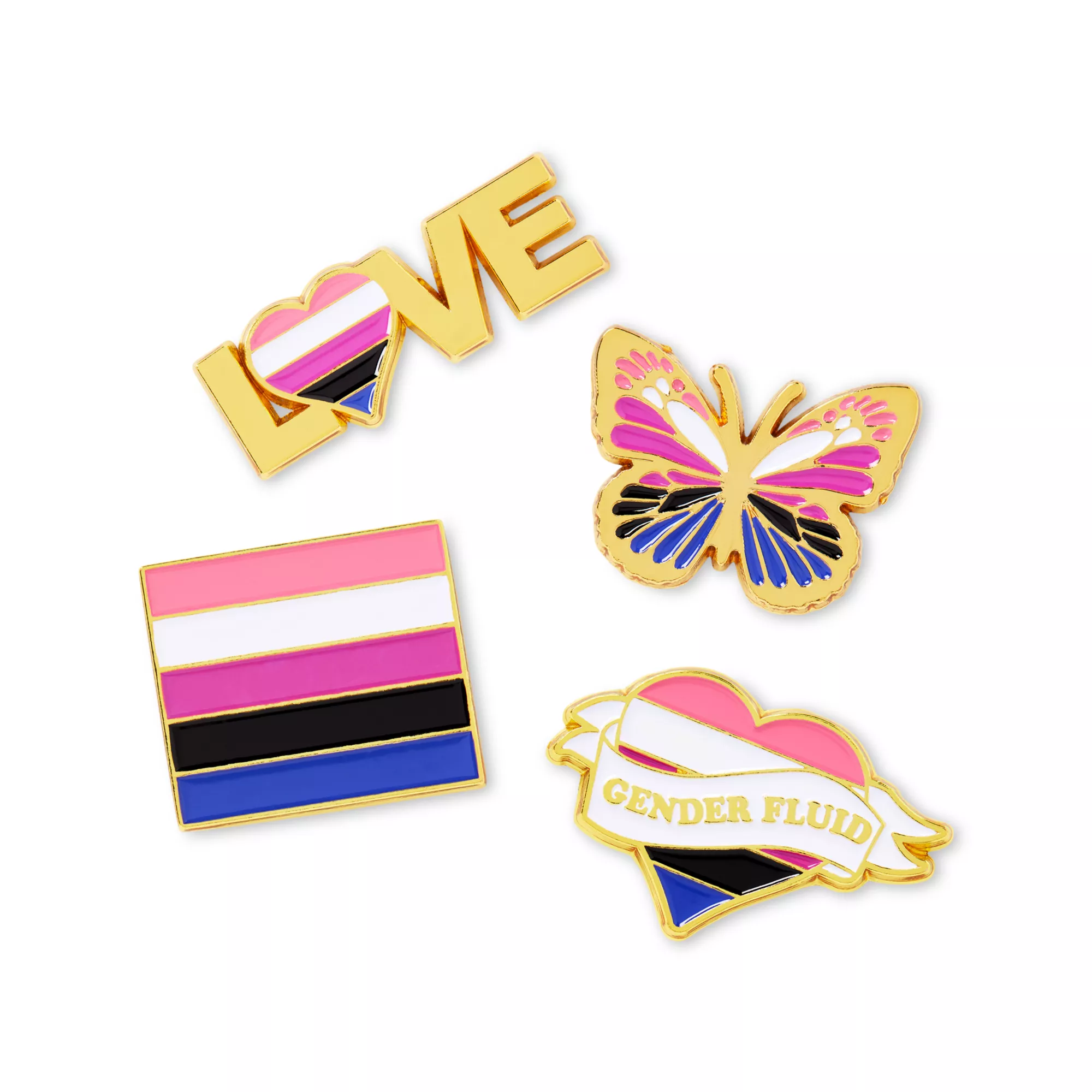 Multi-Pack Genderfluid Pride Pins - 4 Pack at Spencer's