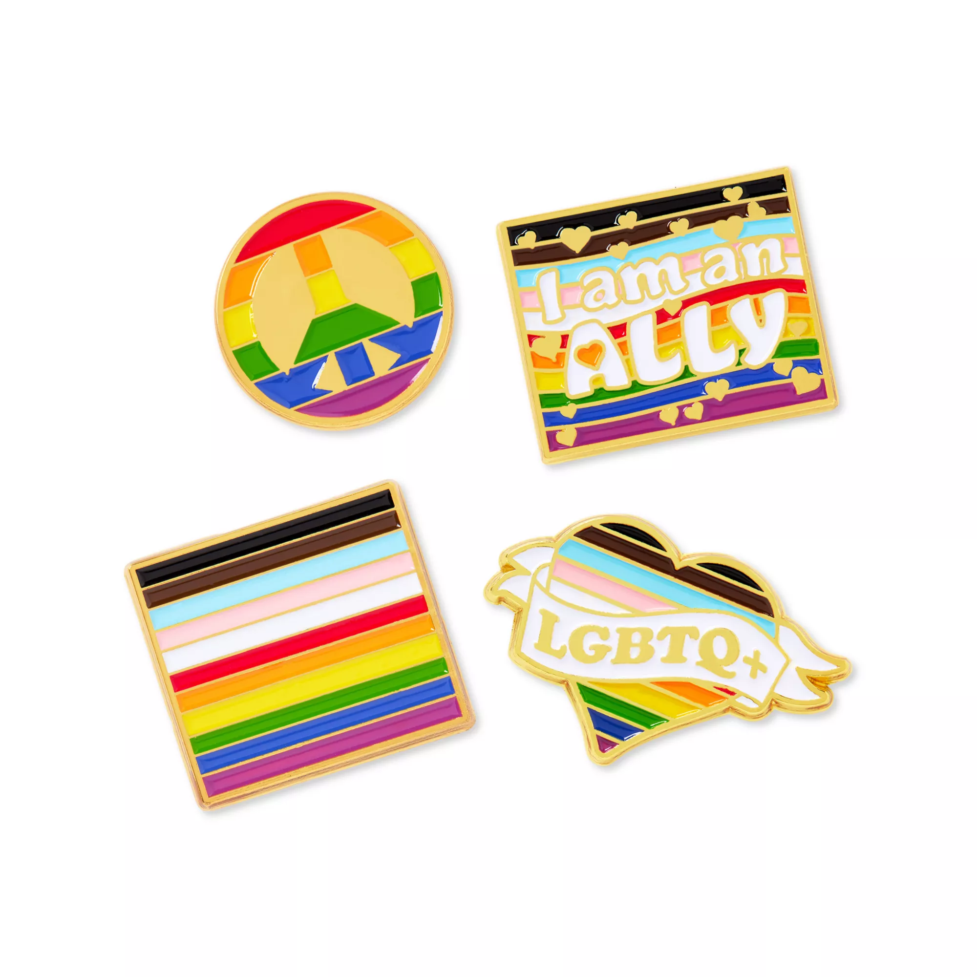 Multi-Pack Progressive Rainbow Pride Flag Pins - 4 Pack at Spencer's