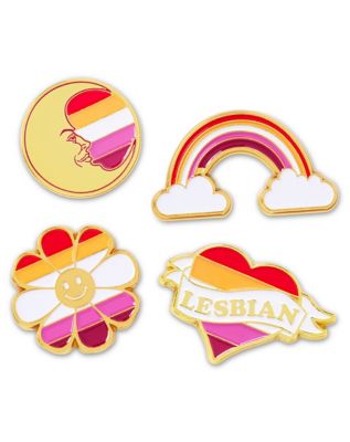 Multi-Pack Lesbian Pride Pins - 4 Pack - Spencer's