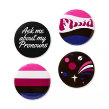 Multi-Pack Genderfluid Pride Buttons - 4 Pack at Spencer's