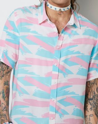 Trans Pride Brush Strokes Button Down Shirt