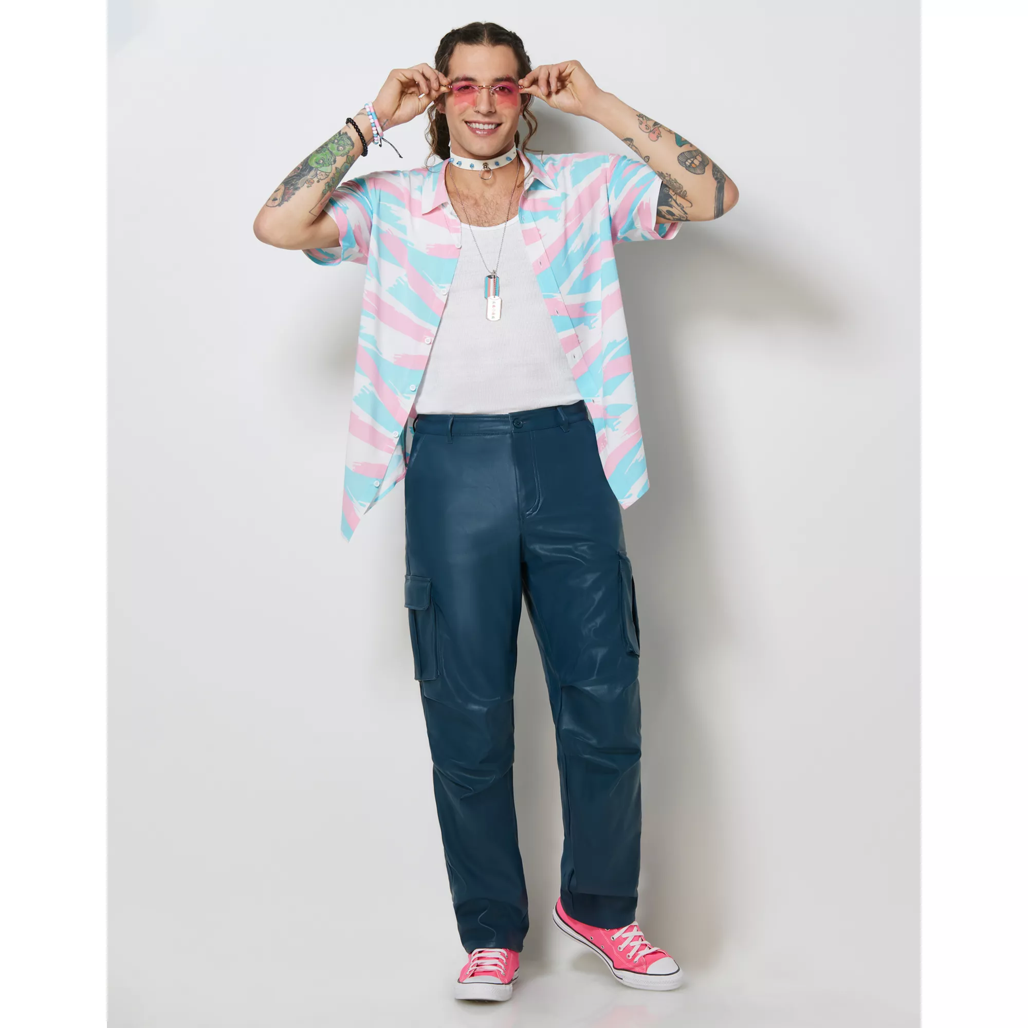 Trans Pride Brush Strokes Button Down Shirt at Spencer's