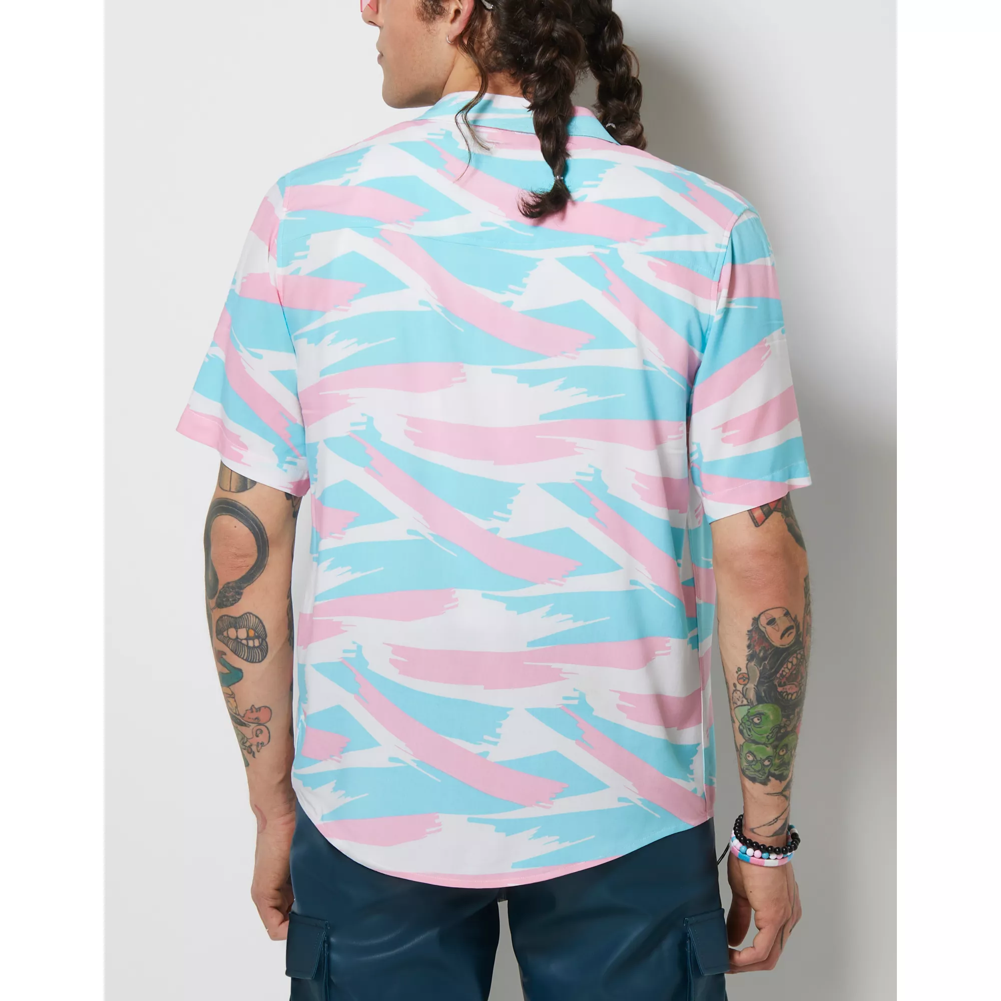 Trans Pride Brush Strokes Button Down Shirt at Spencer's