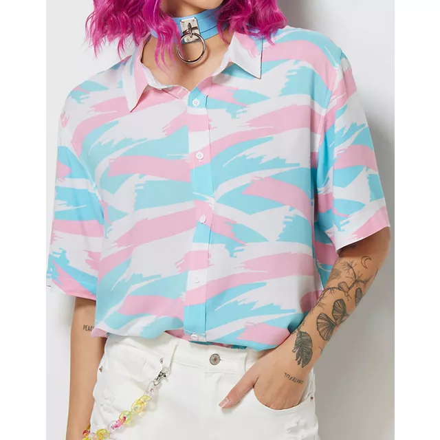Trans Pride Brush Strokes Button Down Shirt at Spencer's