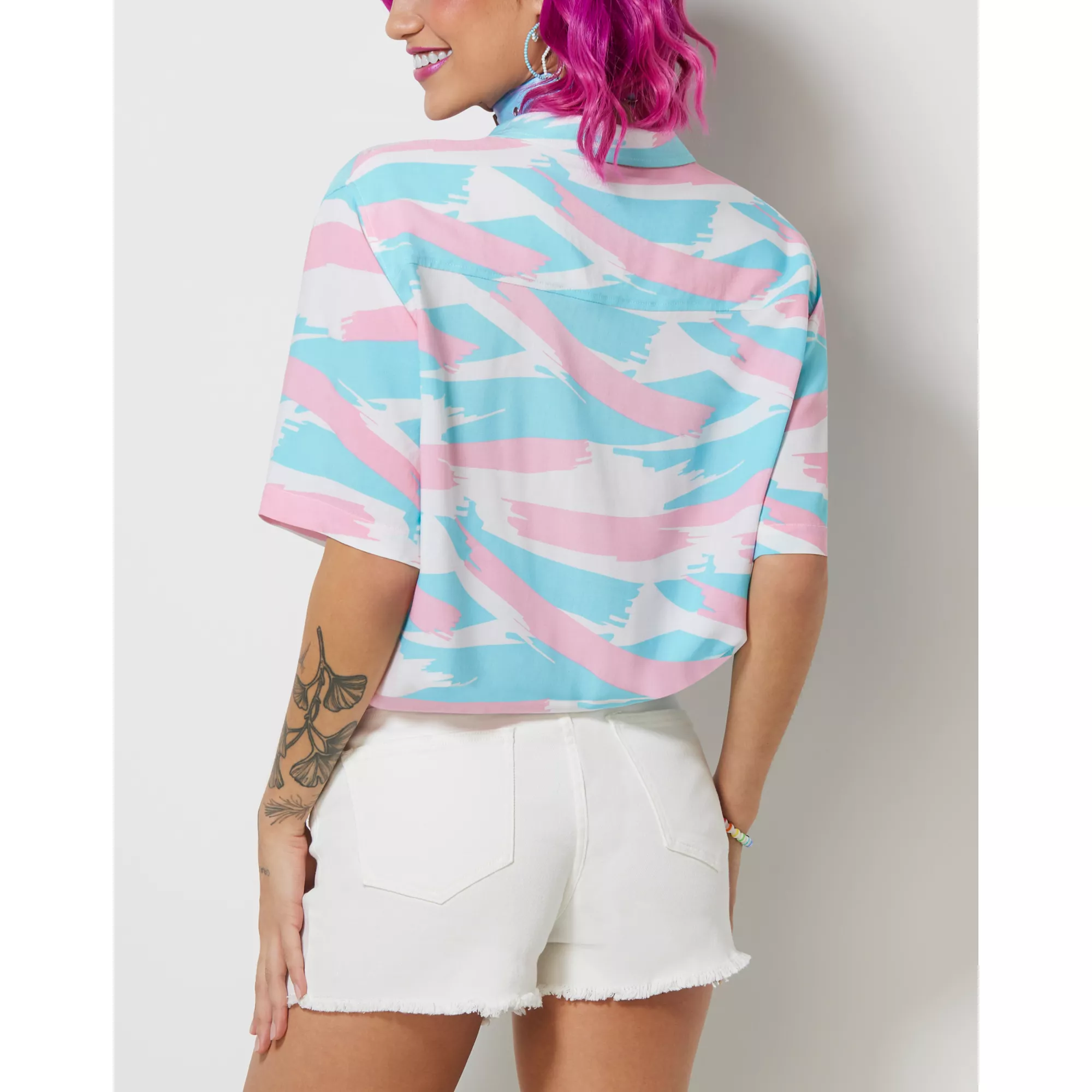 Trans Pride Brush Strokes Button Down Shirt at Spencer's